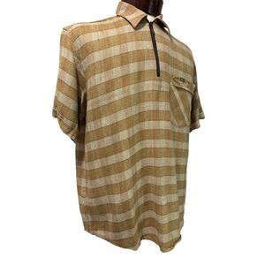 Medium XOTX Exotics Mens Vintage 1980s Quarter Zip Pullover Shirt Plaid